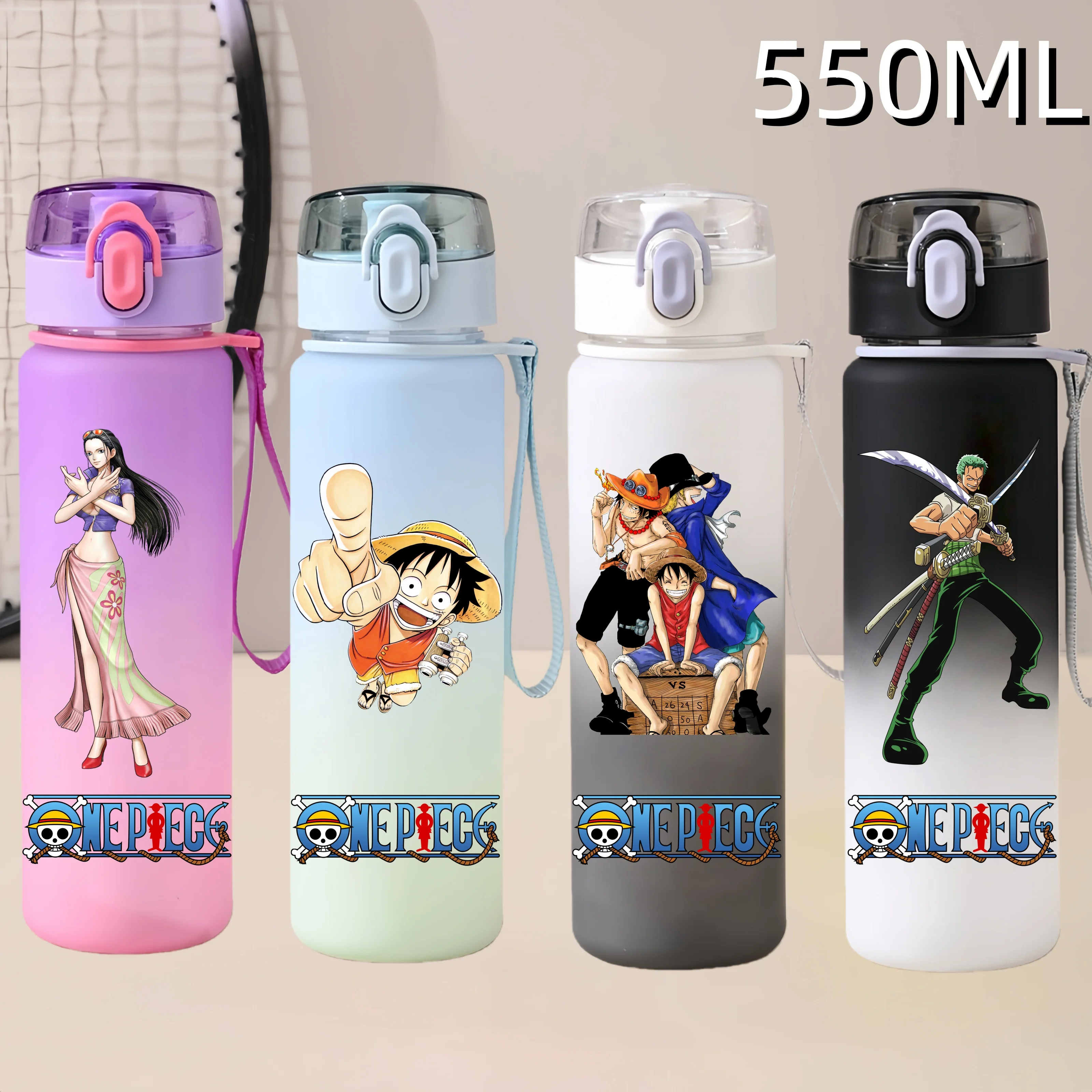 550ML Anime One Piece Sports Water Bottle Luffy Zoro Cartoon Print Leak Proof Water Cup Portable Outdoor Sports Drinking Bottle
550ML Anime One Piece Sports Water Bottle Luffy Zoro Cartoon Print Leak Proof Water Cup Portable Outdoor Sports Drinking Bottle