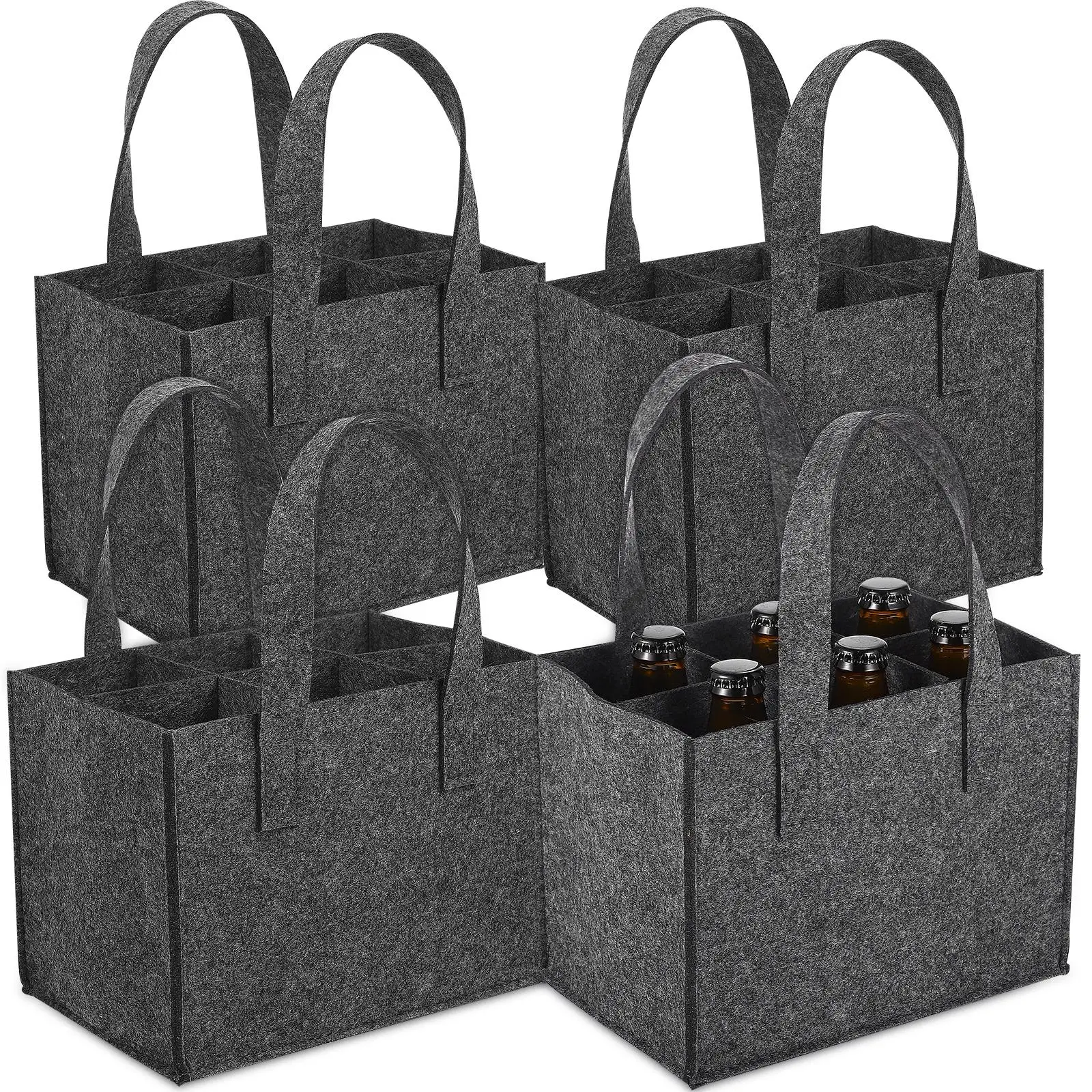 4 Pcs Felt Bag Gift 6 Bottles Reusable Tote Grey 24x16x16cm Portable Storage Carrier Bottle Packaging Picnic Camping
4 Pcs Felt Bag Gift 6 Bottles Reusable Tote Grey 24x16x16cm Portable Storage Carrier Bottle Packaging Picnic Camping