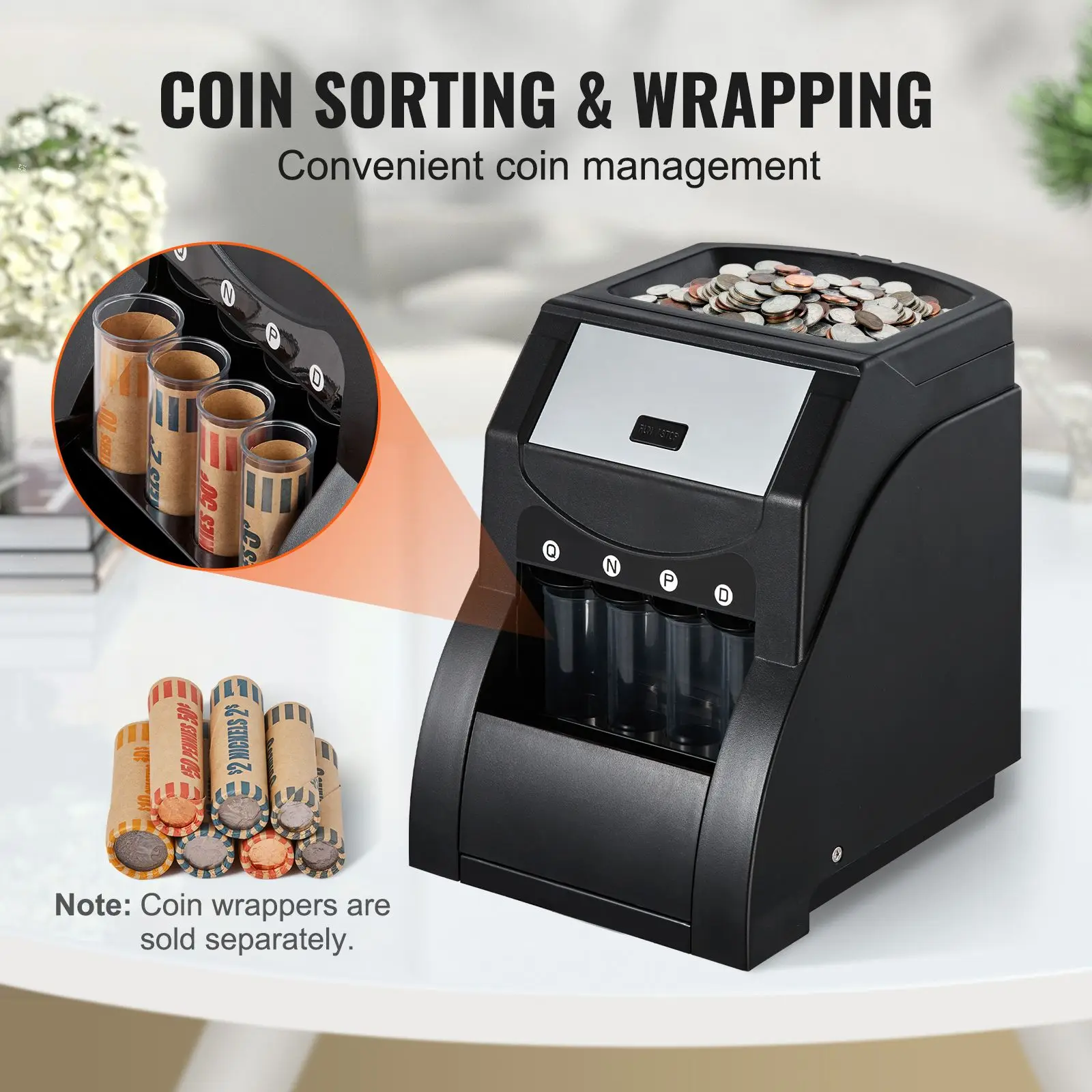USD Coin Sorter, Coin Sorter Machine for USD Coin 1/5/10/25 cents, Sorts up to 230 Coins/min, Coin Sorter and Wrapper Machine Holds 200 Coins, includes 4 Coin Tubes, Black
USD Coin Sorter, Coin Sorter Machine for USD Coin 1/5/10/25 cents, Sorts up to 230 Coins/min, Coin Sorter and Wrapper Machine Holds 200 Coins, includes 4 Coin Tubes, Black