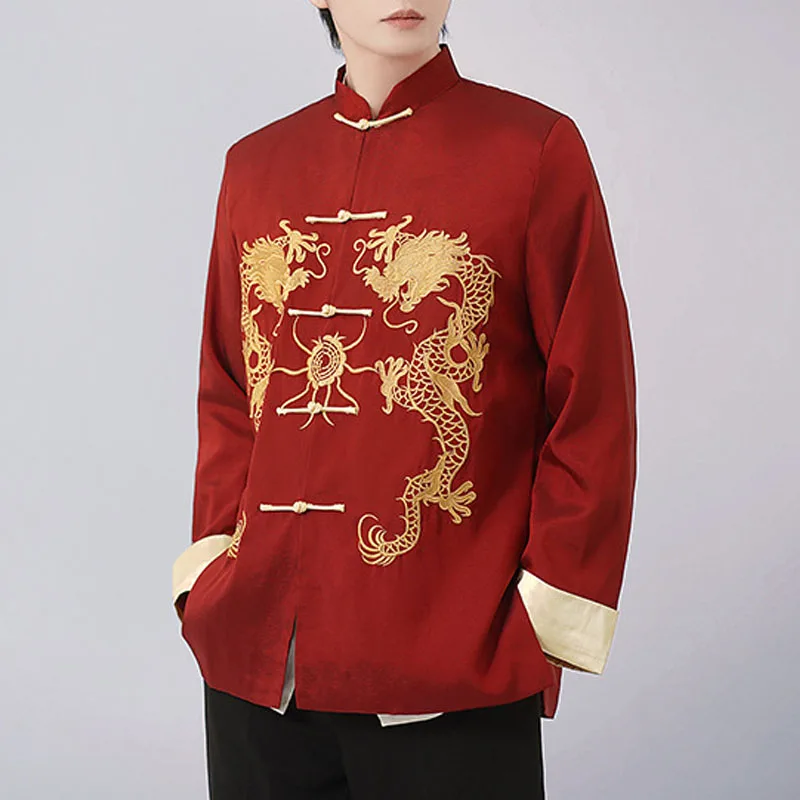 Retro Button Up Tang Clothes Jacket New Chinese Traditional Men's Embroider Dragon Coat Plus Size 3XL Mandarin Collar Tops Shirt
Retro Button Up Tang Clothes Jacket New Chinese Traditional Men's Embroider Dragon Coat Plus Size 3XL Mandarin Collar Tops Shirt