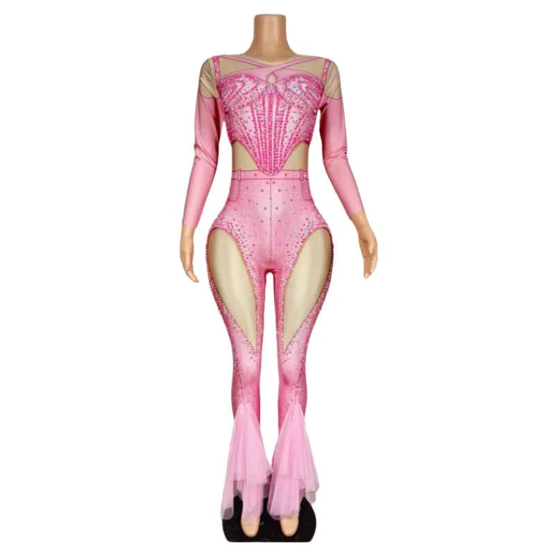 Women Pink Rhinestones Jumpsuit Fake Denim Printed Birthday Prom Celebrate Party Outfit Singer Bar Stage Long Sleeve Rompers
Women Pink Rhinestones Jumpsuit Fake Denim Printed Birthday Prom Celebrate Party Outfit Singer Bar Stage Long Sleeve Rompers