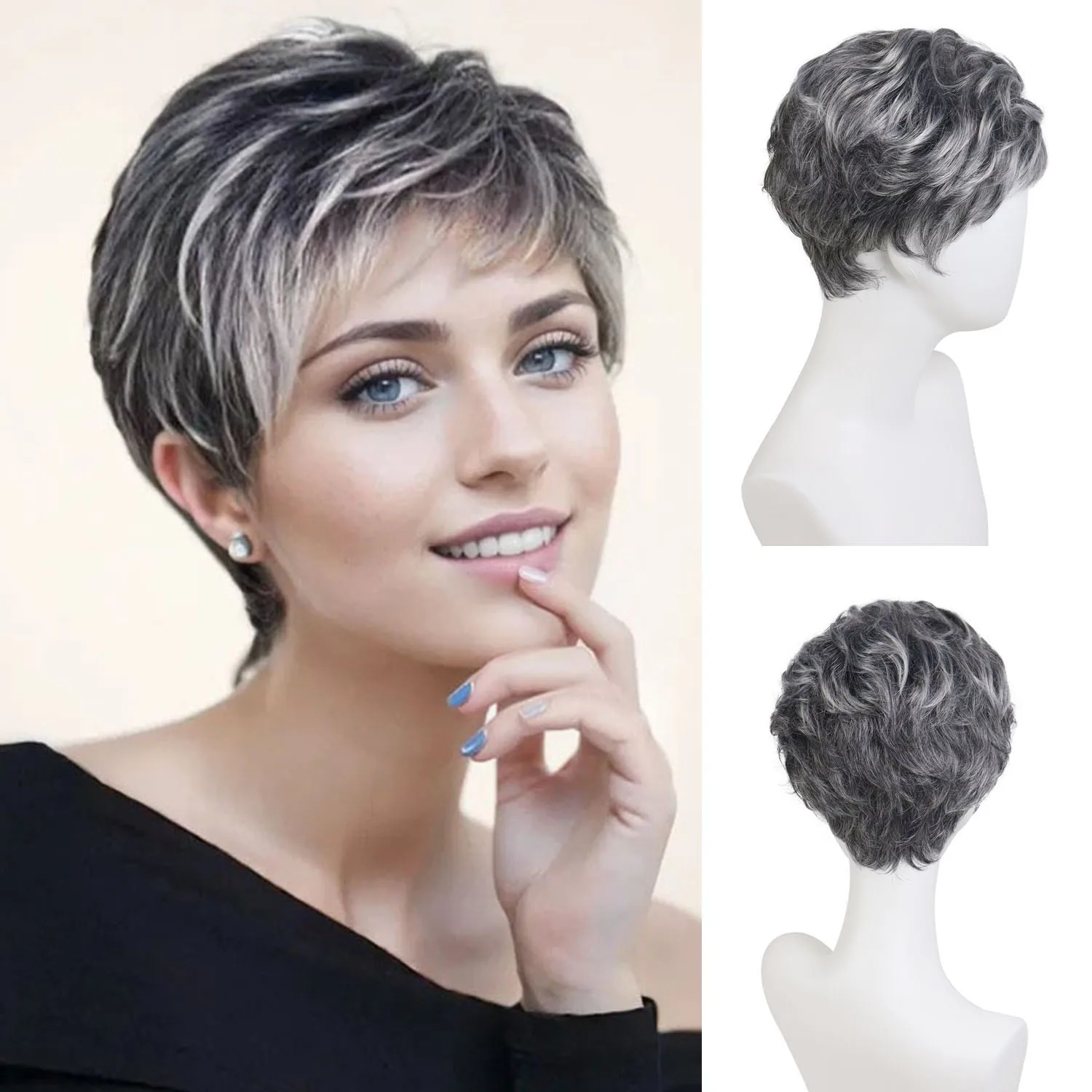 Granny Wigs Mix Grey Synthetic Wigs for Women Old Lady Wig with Bangs Natural Curly Mommy Wig Carnival Party Cosplay Costume
Granny Wigs Mix Grey Synthetic Wigs for Women Old Lady Wig with Bangs Natural Curly Mommy Wig Carnival Party Cosplay Costume