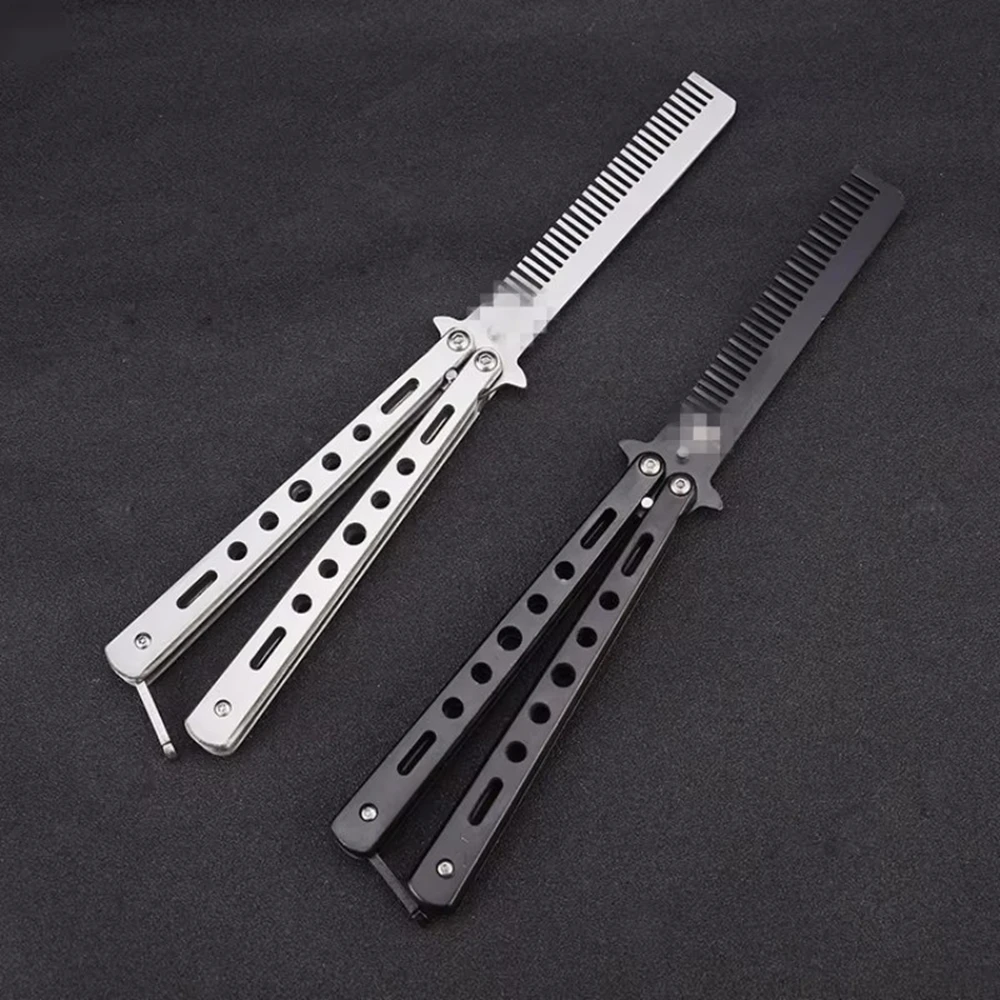 Foldable Comb Stainless Steel Practice Training Butterfly Knife Comb Beard Moustache Brushe Salon Hairdressing Hair Styling Tool
Foldable Comb Stainless Steel Practice Training Butterfly Knife Comb Beard Moustache Brushe Salon Hairdressing Hair Styling Tool
