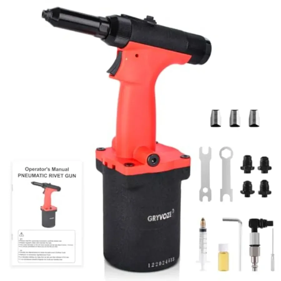 Pneumatic Rivet Gun Air Pop Riveter Tool Kit with 1/8", 5/32", 3/16", 1/4" Rivet Nozzles, Pneumatic Riveting Gun, Upgraded Air
Pneumatic Rivet Gun Air Pop Riveter Tool Kit with 1/8", 5/32", 3/16", 1/4" Rivet Nozzles, Pneumatic Riveting Gun, Upgraded Air