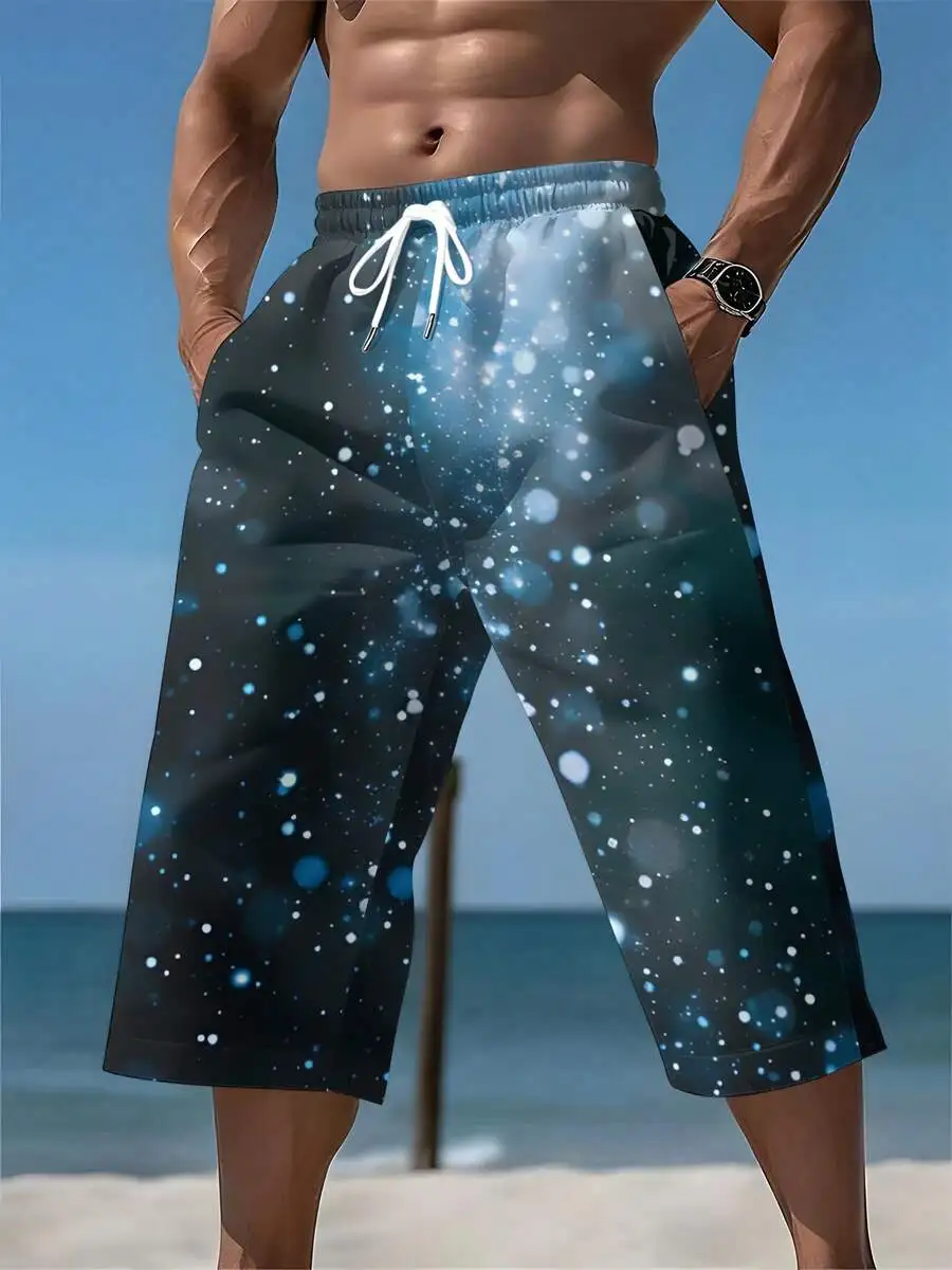 Mens Calf-Length Shorts With Blue White Starlight Bokeh Print Drawstring Woven Fabric Casual Beach Wear
Mens Calf-Length Shorts With Blue White Starlight Bokeh Print Drawstring Woven Fabric Casual Beach Wear