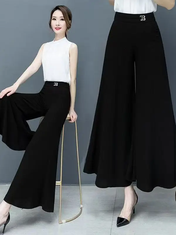 Summer Street Style High Waist Loose Black Nine-Piece Women's Pants Skirt Pants Simple Style Polyester Fiber Casual Trousers
Summer Street Style High Waist Loose Black Nine-Piece Women's Pants Skirt Pants Simple Style Polyester Fiber Casual Trousers