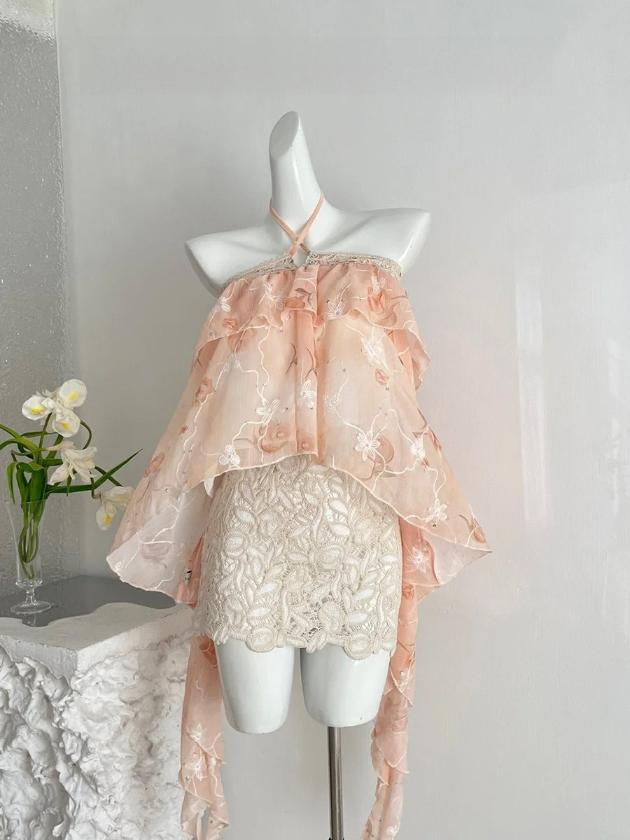 Heavy Embroidery Sequin Halter Neck Doll Shirt Women's Top Skirt Set Summer Fashion Bright Yellow Floral Print Polyester Fiber
Heavy Embroidery Sequin Halter Neck Doll Shirt Women's Top Skirt Set Summer Fashion Bright Yellow Floral Print Polyester Fiber