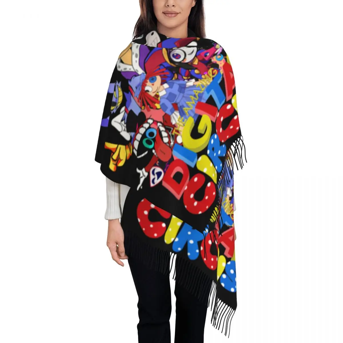 Custom The Amazing Digital Circus Cartoon Scarf Wrap for Women Long Winter Fall Warm Tassel Shawl Unisex Scarves
Custom The Amazing Digital Circus Cartoon Scarf Wrap for Women Long Winter Fall Warm Tassel Shawl Unisex Scarves