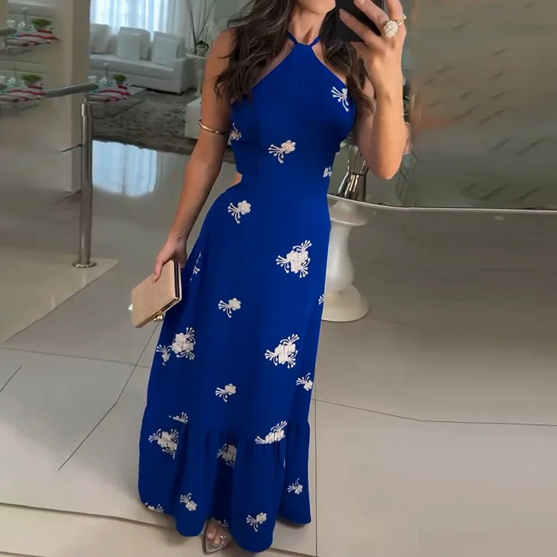 Casual Summer Sleeveless Holiday Long Dress Elegant Women's Halter Tie Up Pleated Dress Retro Floral Print Backless Beach Dress
Casual Summer Sleeveless Holiday Long Dress Elegant Women's Halter Tie Up Pleated Dress Retro Floral Print Backless Beach Dress