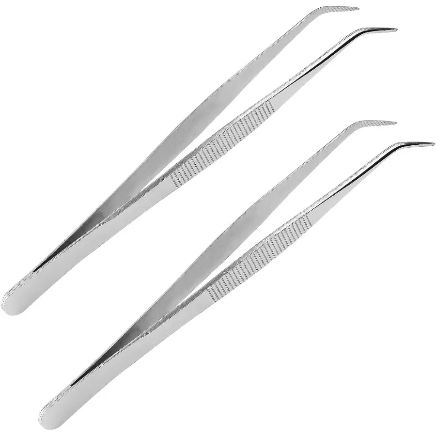 2PCS 8 Inch Stainless Steel Tweezers with Curved Serrated Tip Heavy Duty Tweezer Tongs for Cooking Crafting Repairing
2PCS 8 Inch Stainless Steel Tweezers with Curved Serrated Tip Heavy Duty Tweezer Tongs for Cooking Crafting Repairing