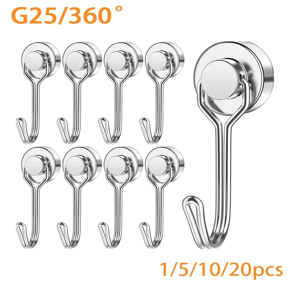 360° Swivel Magnet Hooks 1/5/10/20pcs Heavy Duty Magnetic Hooks for Hanging Salvage Searcher Magnets for Home Kitchen Frige
360° Swivel Magnet Hooks 1/5/10/20pcs Heavy Duty Magnetic Hooks for Hanging Salvage Searcher Magnets for Home Kitchen Frige