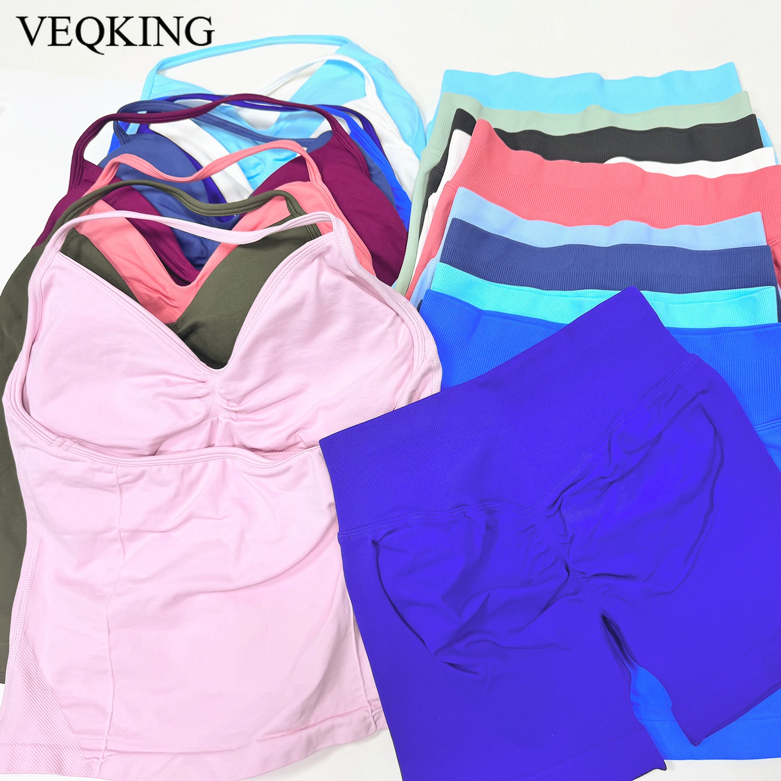 VEQKING 2 Pieces Sports Set Sculpt Longline Strappy Yoga Halter Bras Shockporoof Gym Tank Top Scrunch Butt Fitness Tight Shorts 
VEQKING 2 Pieces Sports Set Sculpt Longline Strappy Yoga Halter Bras Shockporoof Gym Tank Top Scrunch Butt Fitness Tight Shorts