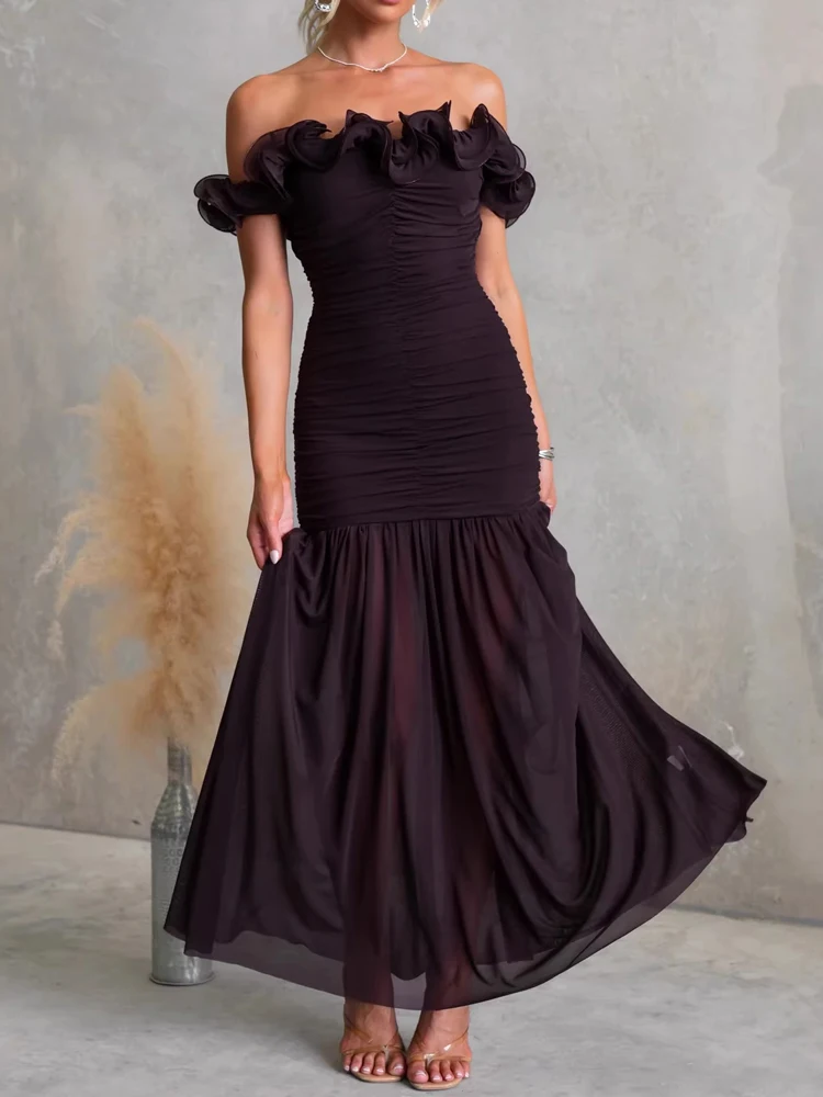 Casual Strapless Hollowed Out Holiday Party Dress Ladies Elegant Long Dresses Summer Ruffle Edge Splicing Slim Fit Beach Dress
Casual Strapless Hollowed Out Holiday Party Dress Ladies Elegant Long Dresses Summer Ruffle Edge Splicing Slim Fit Beach Dress