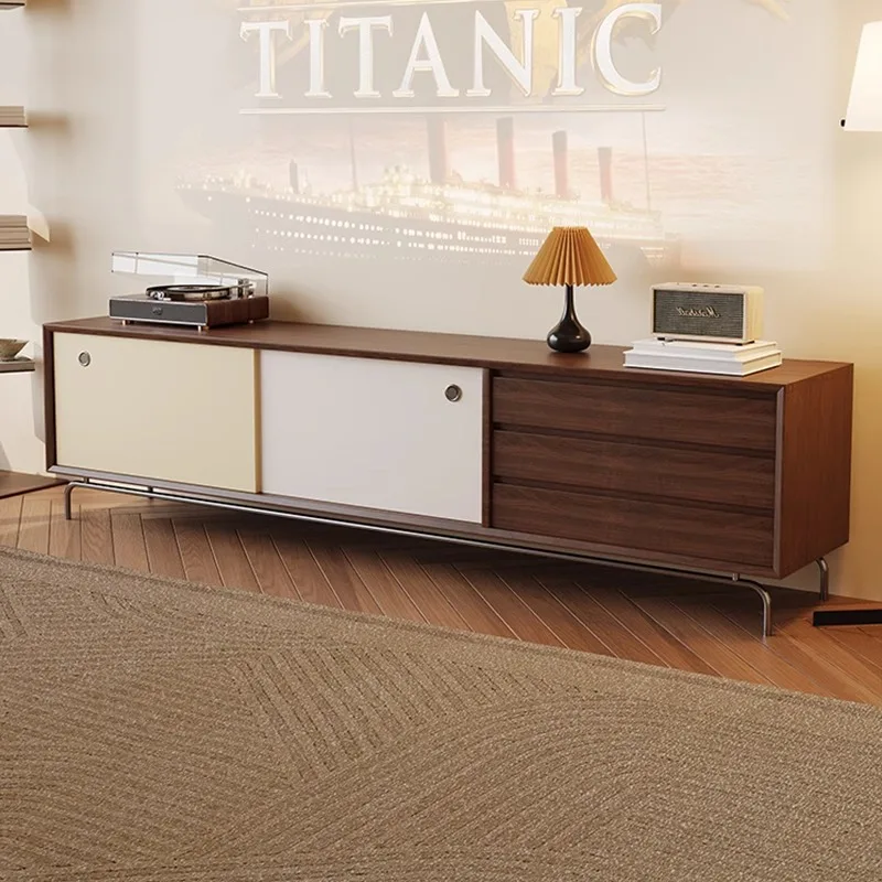 French retro walnut color TV cabinet coffee table combination medium and ancient style small apartment living room integrated st
French retro walnut color TV cabinet coffee table combination medium and ancient style small apartment living room integrated st