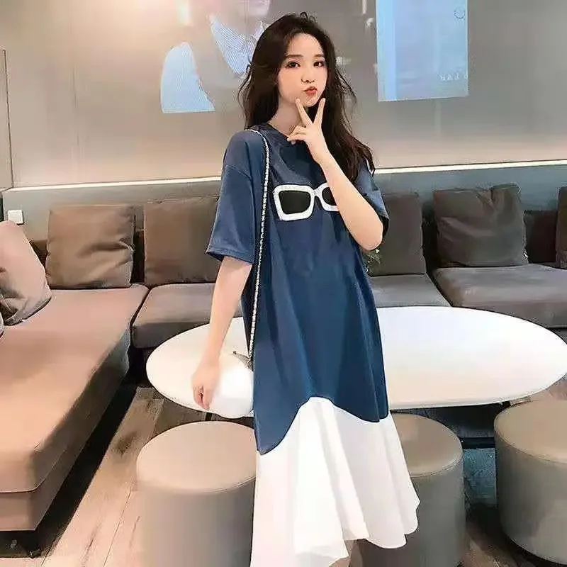 Fashion O-Neck Spliced Loose Asymmetrical Casual Dresses Female Clothing 2024 Summer New Oversized Korean Irregular Midi Dress
Fashion O-Neck Spliced Loose Asymmetrical Casual Dresses Female Clothing 2024 Summer New Oversized Korean Irregular Midi Dress