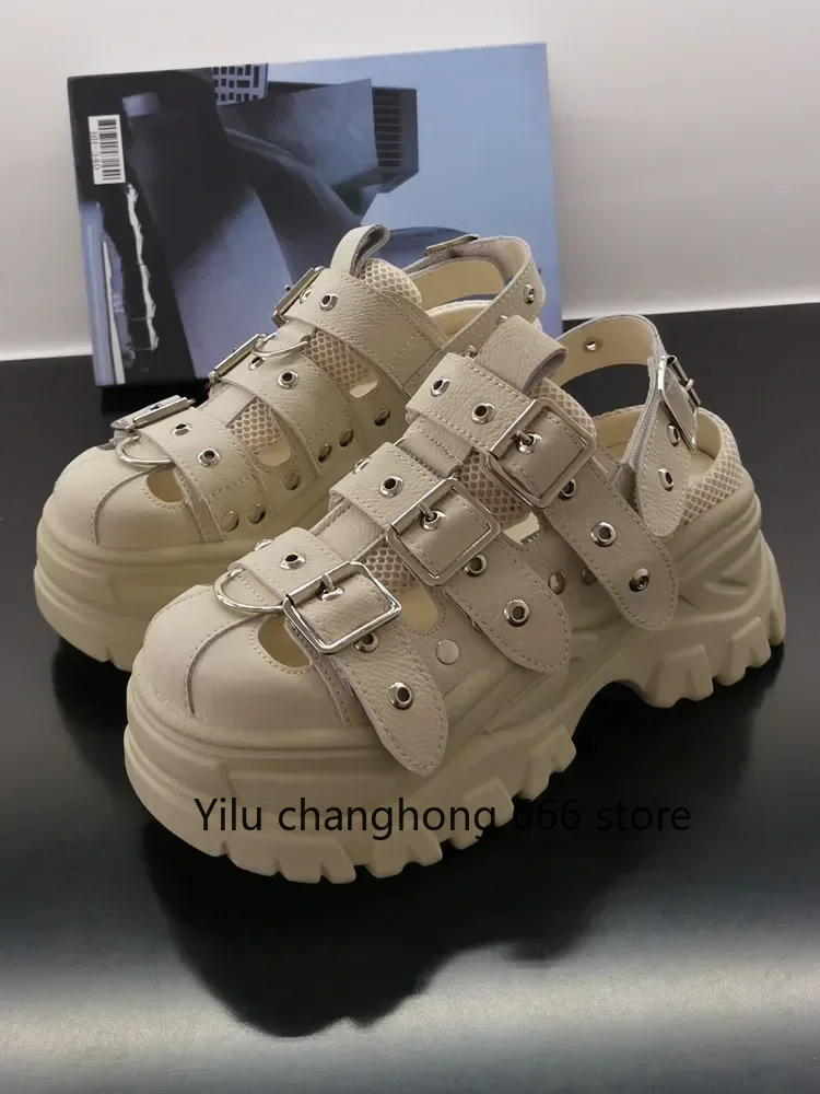 Platform Round Toe Belt Buckle Sandals 2025 Summer Sports Casual Rivet Hollow Black/apricot Fashion Genuine Leather for Women
Platform Round Toe Belt Buckle Sandals 2025 Summer Sports Casual Rivet Hollow Black/apricot Fashion Genuine Leather for Women