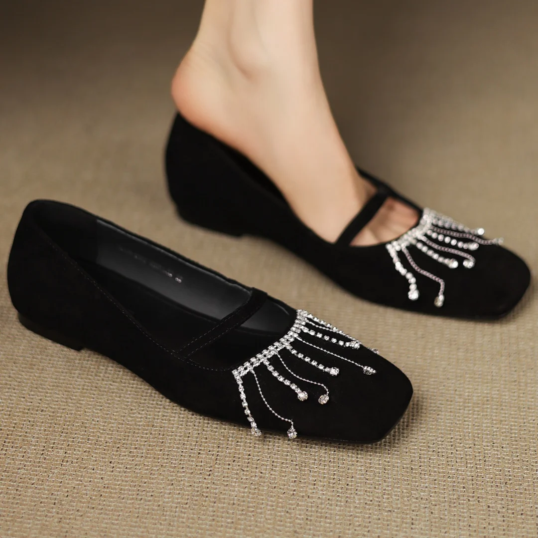 danxuefei 2025 new women's natural suede leather crystal fringe square toe slip-on ballet flats high quality soft comfort shoes
danxuefei 2025 new women's natural suede leather crystal fringe square toe slip-on ballet flats high quality soft comfort shoes