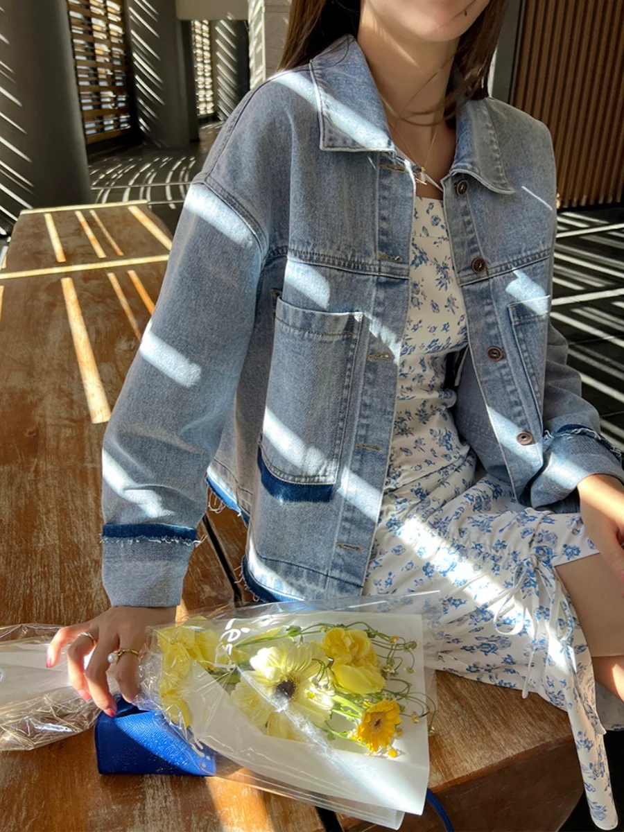 Handmade Blue Indigo Dyed Denim Jaet Women's Spring New Sle Small ence Collar Button Sve ort Loose Fit
Handmade Blue Indigo Dyed Denim Jaet Women's Spring New Sle Small ence Collar Button Sve ort Loose Fit