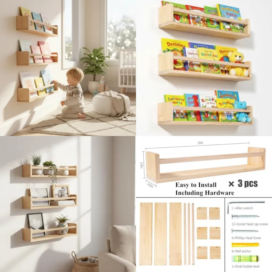 24 Inch Floating Shelves, Nursery Book Shelves, Wall Bookshelves for,Wall Mounted Bookshelf for Nursery Decor, Set of 3 Floatin
24 Inch Floating Shelves, Nursery Book Shelves, Wall Bookshelves for,Wall Mounted Bookshelf for Nursery Decor, Set of 3 Floatin