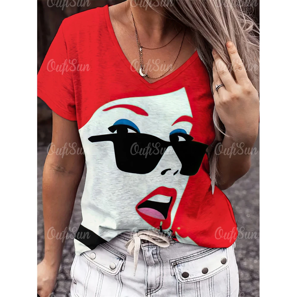 Fashionable Women Print Streetwear Women's T-shirts Stylish V-neck Cool Tops Casual Short Sleeves Pullover Loose Women Clothing
Fashionable Women Print Streetwear Women's T-shirts Stylish V-neck Cool Tops Casual Short Sleeves Pullover Loose Women Clothing