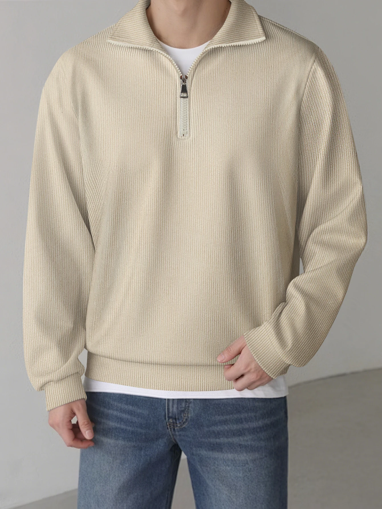 Cross border European and American men's corduroy half zipper casual sports long sleeved shirt
Cross border European and American men's corduroy half zipper casual sports long sleeved shirt