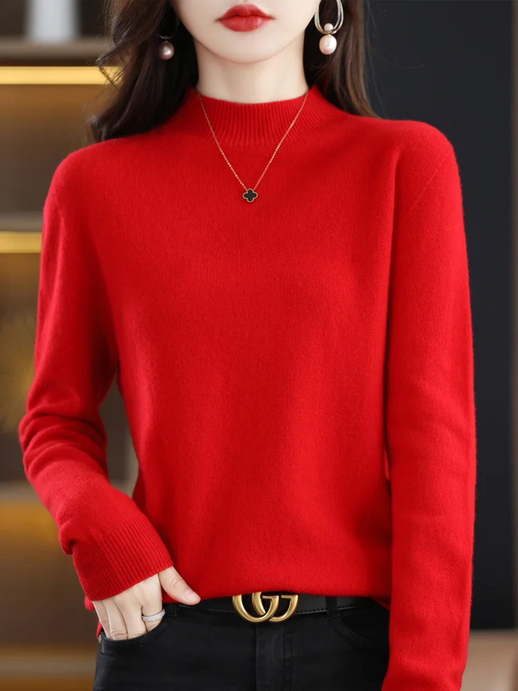 Aliselect High Quality Autumn Winter 100% Merino Wool Sweater Mock-Neck Long Sleeve Women Knitwear Basic Pullover Clothing Tops
Aliselect High Quality Autumn Winter 100% Merino Wool Sweater Mock-Neck Long Sleeve Women Knitwear Basic Pullover Clothing Tops