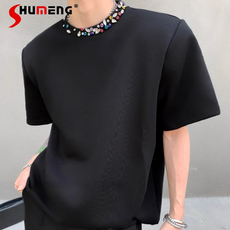 Light Luxury Neckline Colored Diamond Design Tees Male Shoulder Padded Short-sleeve Tops Men's 2025 Summer New High-end T-shirts
Light Luxury Neckline Colored Diamond Design Tees Male Shoulder Padded Short-sleeve Tops Men's 2025 Summer New High-end T-shirts