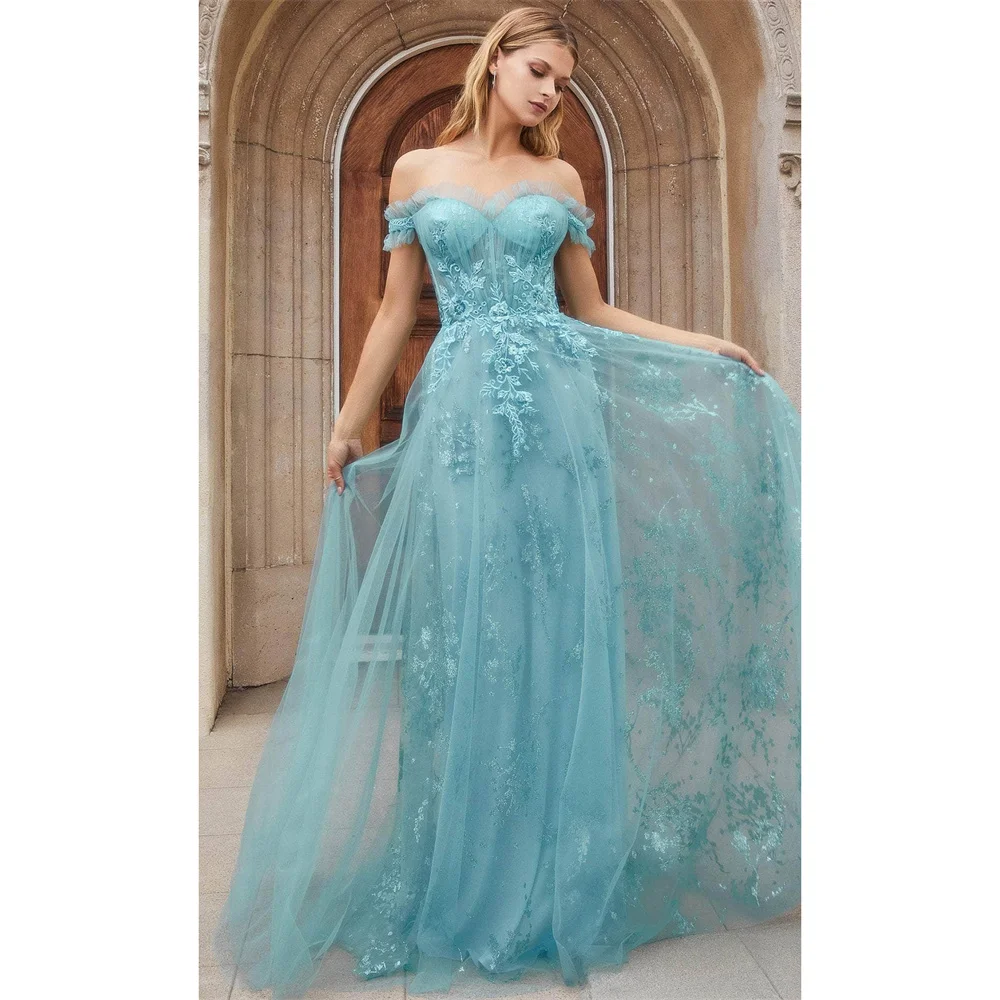 Lily A-line Charming Prom Dress Gown Off Shoulder Formal Gown Glitter Sequin Evening Gown with Appliques Lace vestidos de noche
Lily A-line Charming Prom Dress Gown Off Shoulder Formal Gown Glitter Sequin Evening Gown with Appliques Lace vestidos de noche