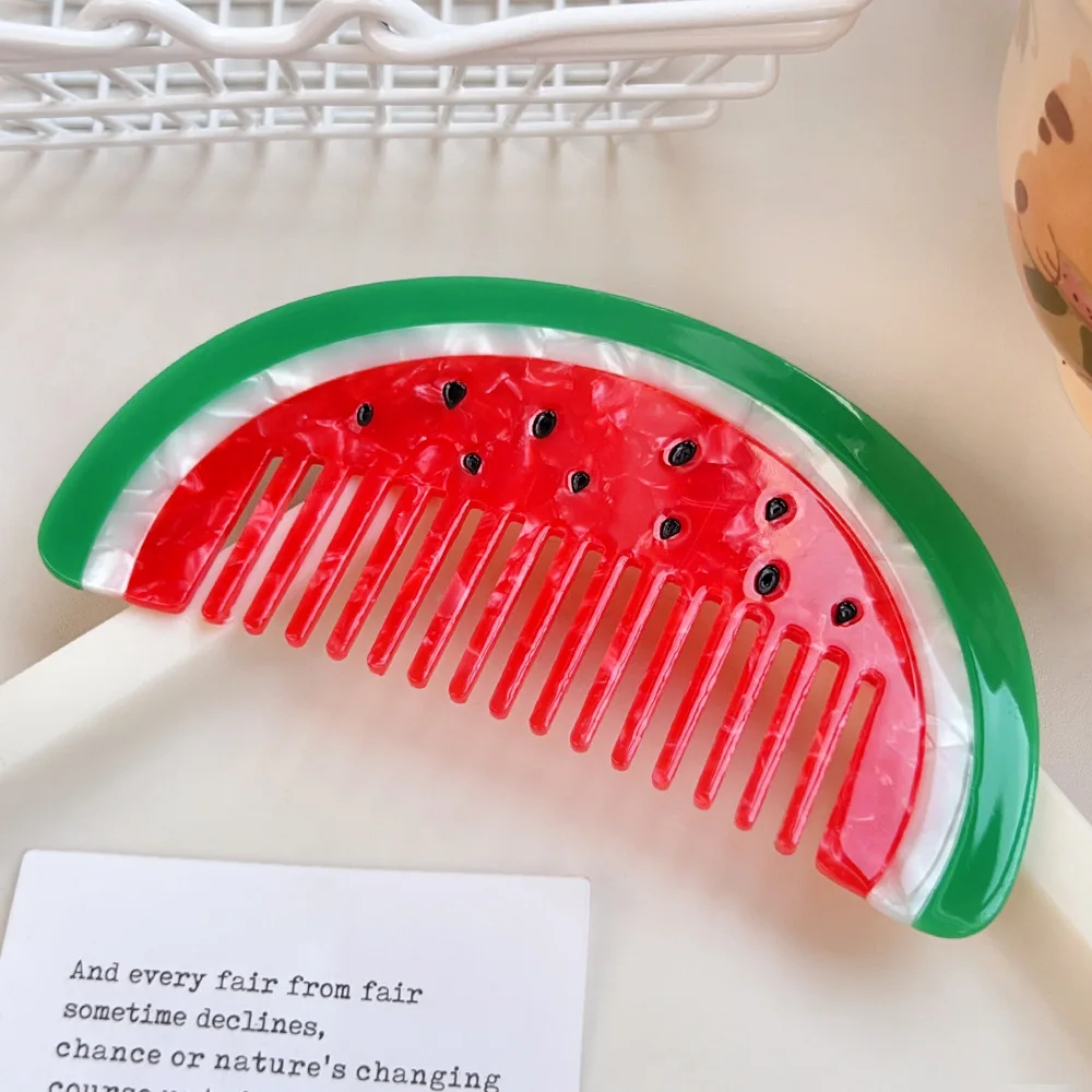 Watermelon Hair Comb Acetic Acid Comb Red and Green Color Matching Portable Straight Hair Comb Cartoon Comb for Women
Watermelon Hair Comb Acetic Acid Comb Red and Green Color Matching Portable Straight Hair Comb Cartoon Comb for Women