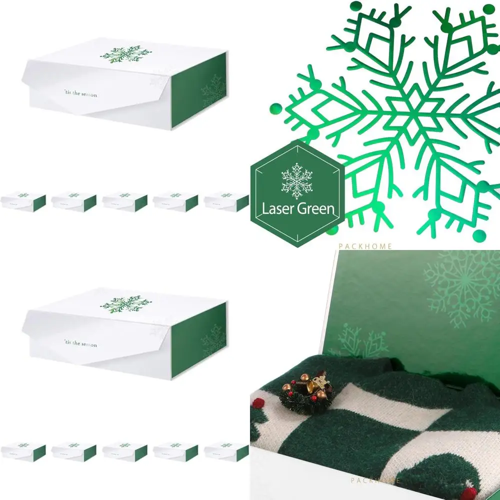 6 больших рождественских подарочных коробок с крышками, 13,5x9x4,1 дюйма, прочные складные коробки, магнитная застежка, дизайн зеленой снежинки
6 больших рождественских подарочных коробок с крышками, 13,5x9x4,1 дюйма, прочные складные коробки, магнитная застежка, дизайн зеленой снежинки