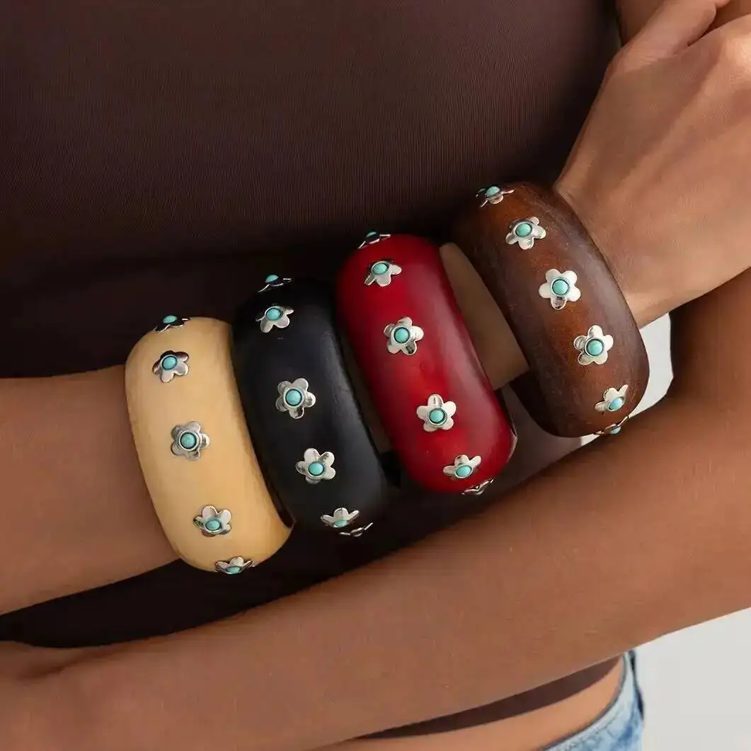 SHIXIN Vintage Inlaid Turquoise Stone Geometric Chunky Bangle Women Bohemian Wood Stackable Wide Bracelets Jewelry Accessories
SHIXIN Vintage Inlaid Turquoise Stone Geometric Chunky Bangle Women Bohemian Wood Stackable Wide Bracelets Jewelry Accessories