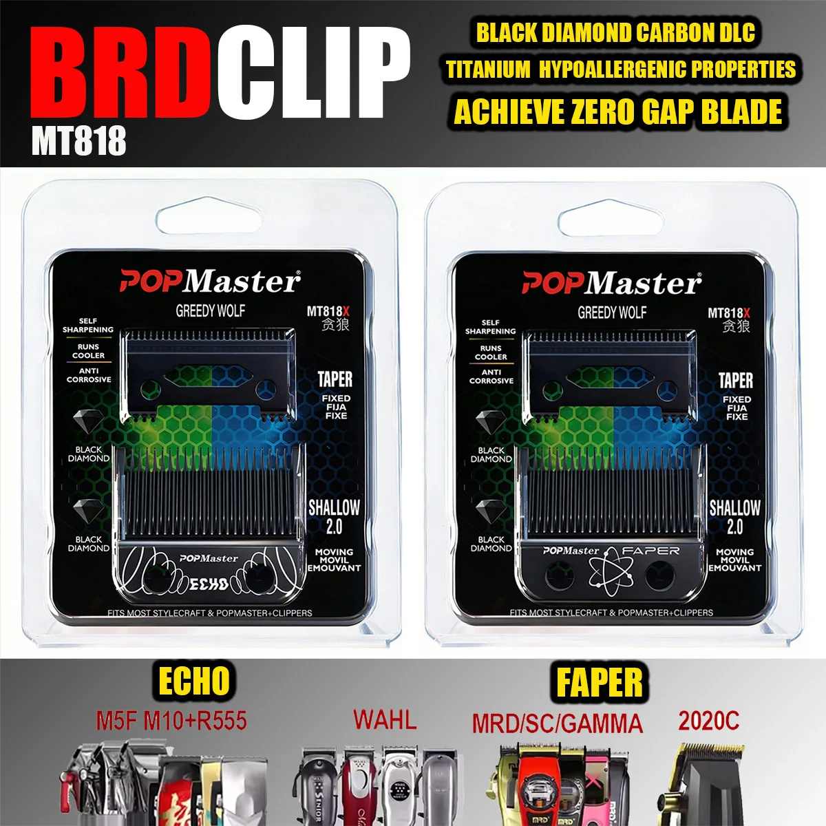 BRDCLIP MT818 DLC FADE Original Blade Hair Clipper All Steel Titanium Replaceable Cutter Head for 2020C Madeshow M10 M5
BRDCLIP MT818 DLC FADE Original Blade Hair Clipper All Steel Titanium Replaceable Cutter Head for 2020C Madeshow M10 M5