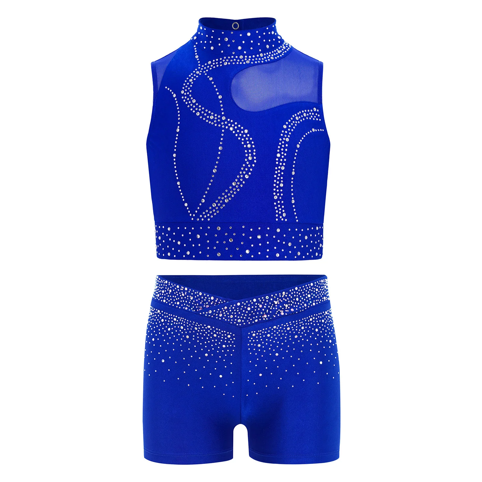 Kids Girls Gymnastics Ballet Dance Outfit Sparkling Rhinestones Mock Neck Sleeveless Keyhole Back Crop Top+Shorts Ballerina Wear
Kids Girls Gymnastics Ballet Dance Outfit Sparkling Rhinestones Mock Neck Sleeveless Keyhole Back Crop Top+Shorts Ballerina Wear
