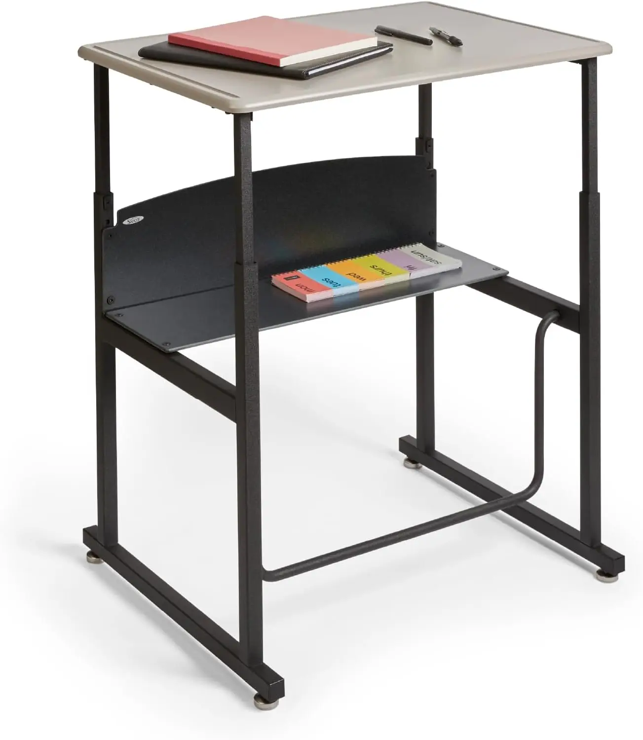 AlphaBetter Student Standing Desk, Adjustable Height with Shelf and Swinging Pendulum Foot Rest, 28" W x 20" D, Gray
AlphaBetter Student Standing Desk, Adjustable Height with Shelf and Swinging Pendulum Foot Rest, 28" W x 20" D, Gray