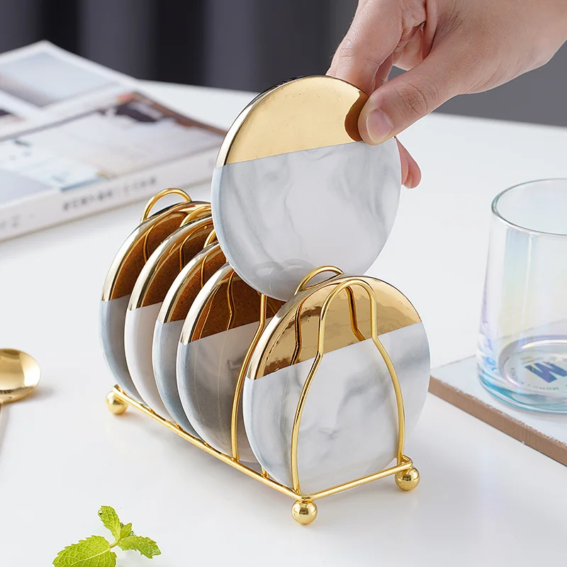 6Pcs Cup Coasters For Drinks With Holder Marble Ceramic Placemat Coaster Set Super Hot&Cold Drink Mats Pads Table Decorate G
6Pcs Cup Coasters For Drinks With Holder Marble Ceramic Placemat Coaster Set Super Hot&Cold Drink Mats Pads Table Decorate G