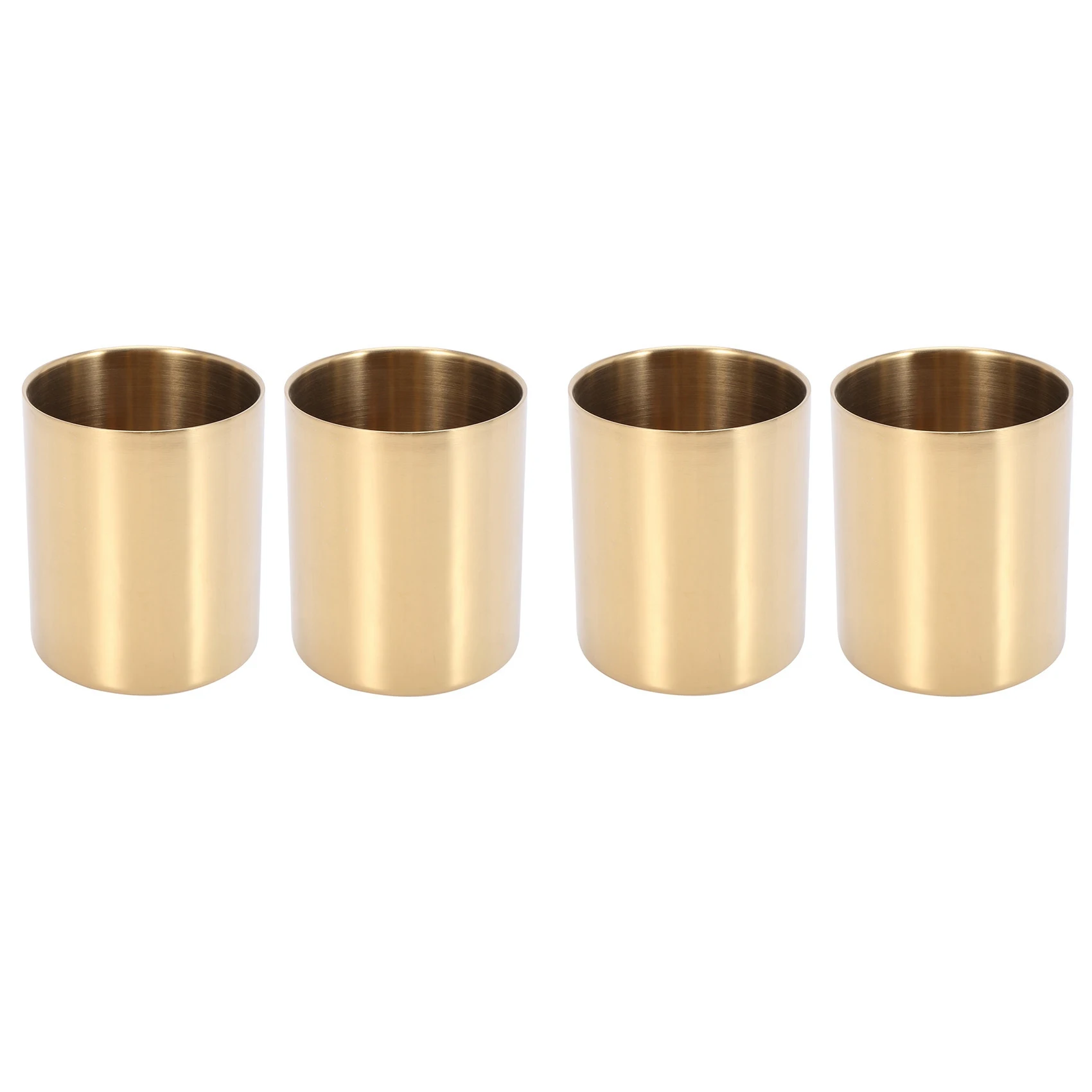 4-Piece Pencil Cup Holder Pen Pot Makeup Brushes Holder Desk Stationery Organizer Stainless Steel (Gold)
4-Piece Pencil Cup Holder Pen Pot Makeup Brushes Holder Desk Stationery Organizer Stainless Steel (Gold)