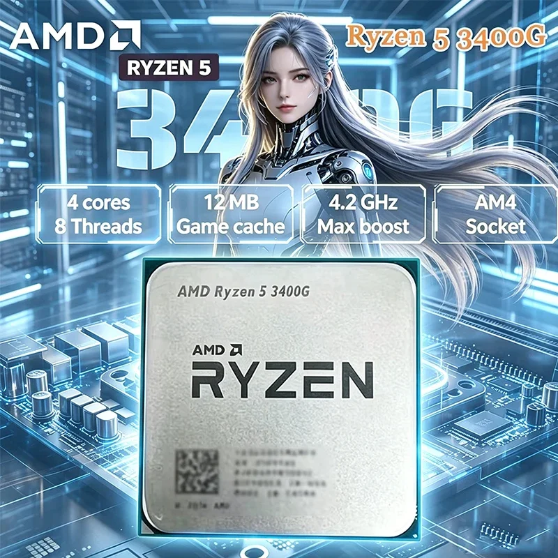 AMD Ryzen 5 3400G R5 3400G 3.7GHz Quad-Core Eight-Thread 65W CPU Processor YD3400C5M4MFH Socket AM4 Loose Pieces
AMD Ryzen 5 3400G R5 3400G 3.7GHz Quad-Core Eight-Thread 65W CPU Processor YD3400C5M4MFH Socket AM4 Loose Pieces