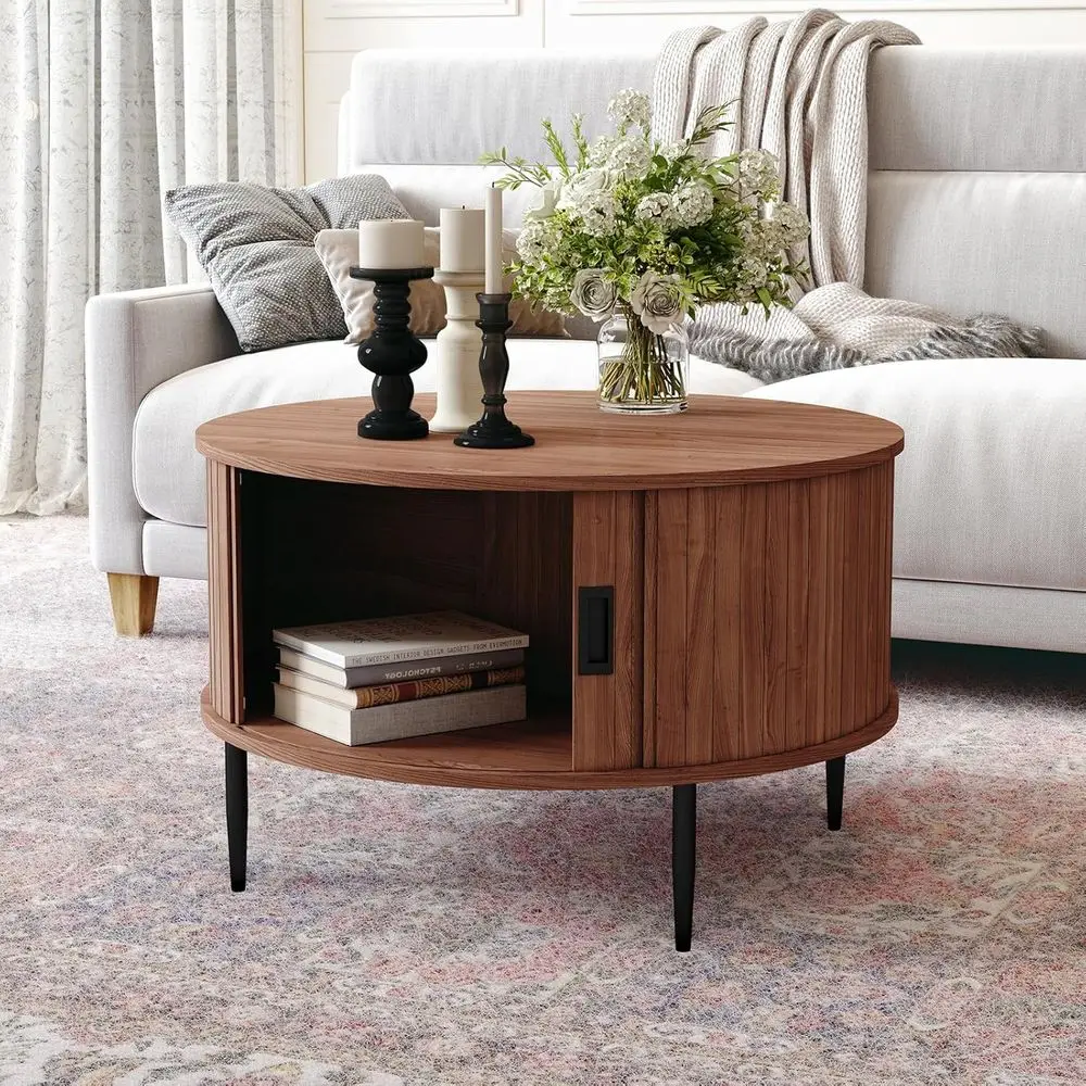 Round Walnut Coffee Table with Storage, Suitable for Living Room or Century Center
Round Walnut Coffee Table with Storage, Suitable for Living Room or Century Center