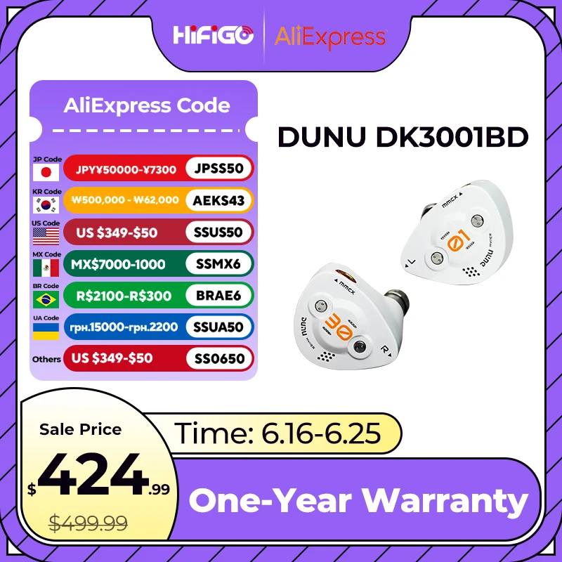 DUNU DK3001BD 1DD+4BA+4Micro Planar Drivers In Ear Monitor Earphone HiFi Wired Hybrid Earphones MMCX with Q-Lock 3.5+4.4 Plugs
DUNU DK3001BD 1DD+4BA+4Micro Planar Drivers In Ear Monitor Earphone HiFi Wired Hybrid Earphones MMCX with Q-Lock 3.5+4.4 Plugs