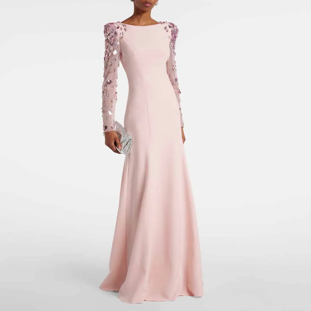Luxury Evening Dresses for Women Boat Neck Illusion Sequined Full Sleeves Evening Gowns Mermaid/Trumpet Pink Wedding Guest Dress
Luxury Evening Dresses for Women Boat Neck Illusion Sequined Full Sleeves Evening Gowns Mermaid/Trumpet Pink Wedding Guest Dress