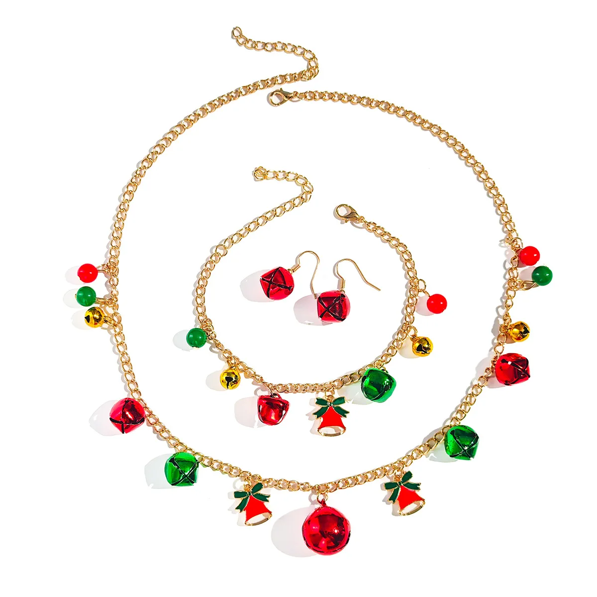 Christmas Theme Christmas Tree Bell Bracelet Necklace Earrings Set Jewelry Sets for Women Anti-Allergy
Christmas Theme Christmas Tree Bell Bracelet Necklace Earrings Set Jewelry Sets for Women Anti-Allergy
