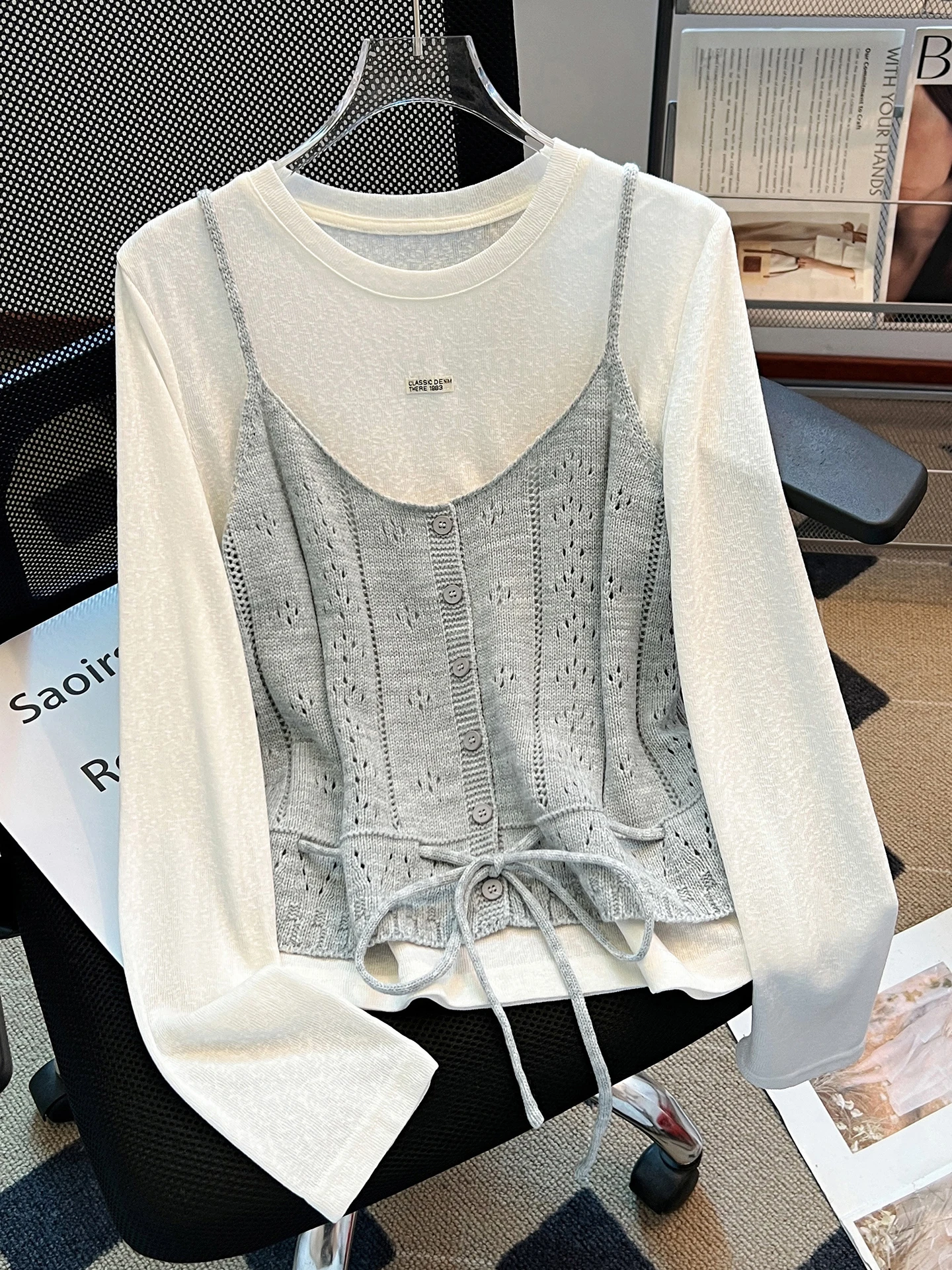 Women's Hollow out Knitted Tank Top Long Sve T-irt Set Spring 2026 Comfortable Elastic High Elastici ort Sle
Women's Hollow out Knitted Tank Top Long Sve T-irt Set Spring 2026 Comfortable Elastic High Elastici ort Sle