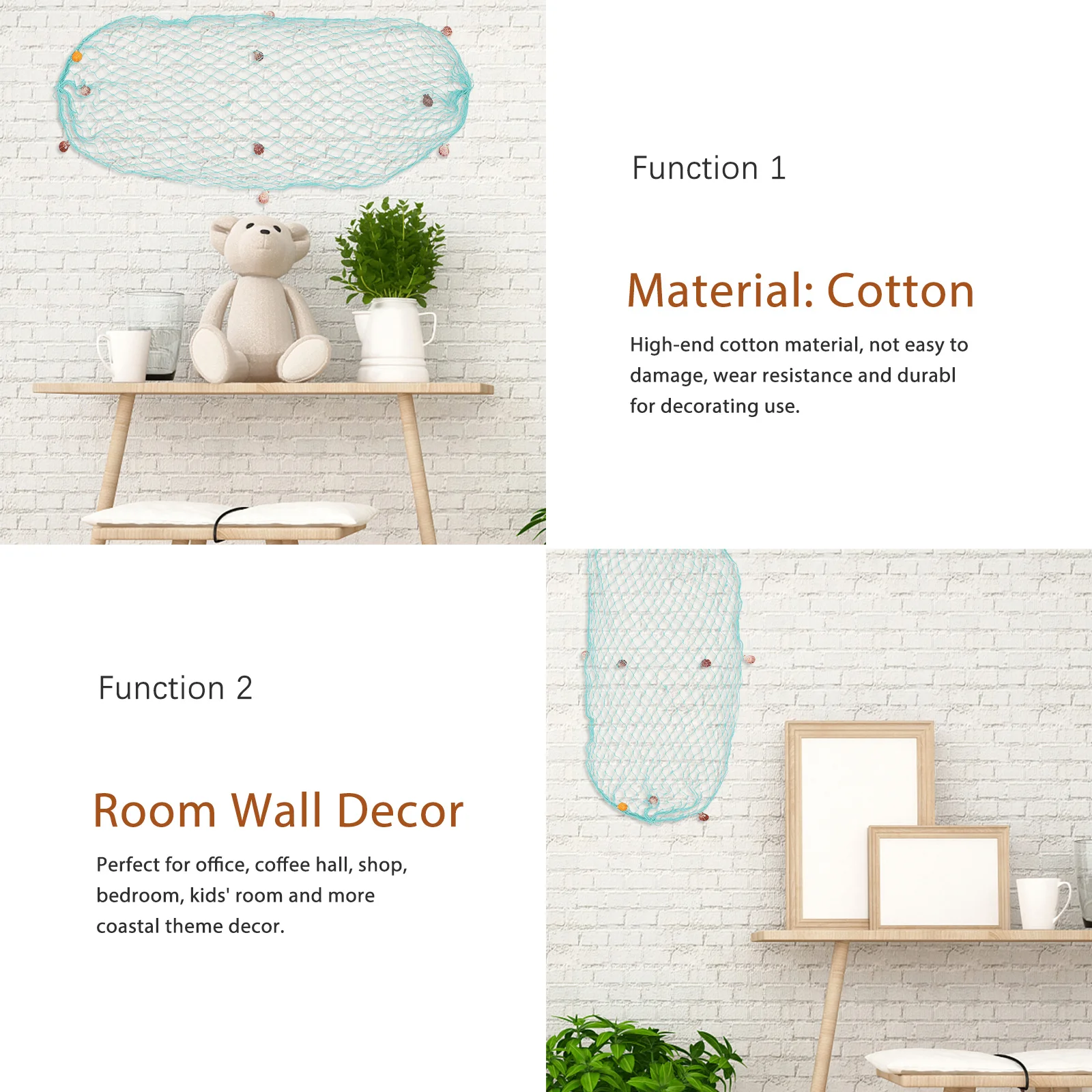 Cotton Fishing Net Nautical Wall Hanging Decoration for Home Office Bedroom Coastal Mediterranean Room Decor Wall Net Ornament 
Cotton Fishing Net Nautical Wall Hanging Decoration for Home Office Bedroom Coastal Mediterranean Room Decor Wall Net Ornament