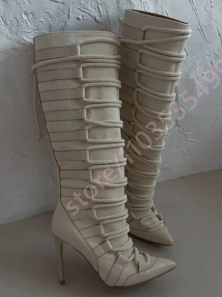 Elegant Pointed Toe Rope-Strap Calf Boots for Women Stiletto Heel Catwalk Style Autumn Fashion Party Casual Long Boots
Elegant Pointed Toe Rope-Strap Calf Boots for Women Stiletto Heel Catwalk Style Autumn Fashion Party Casual Long Boots