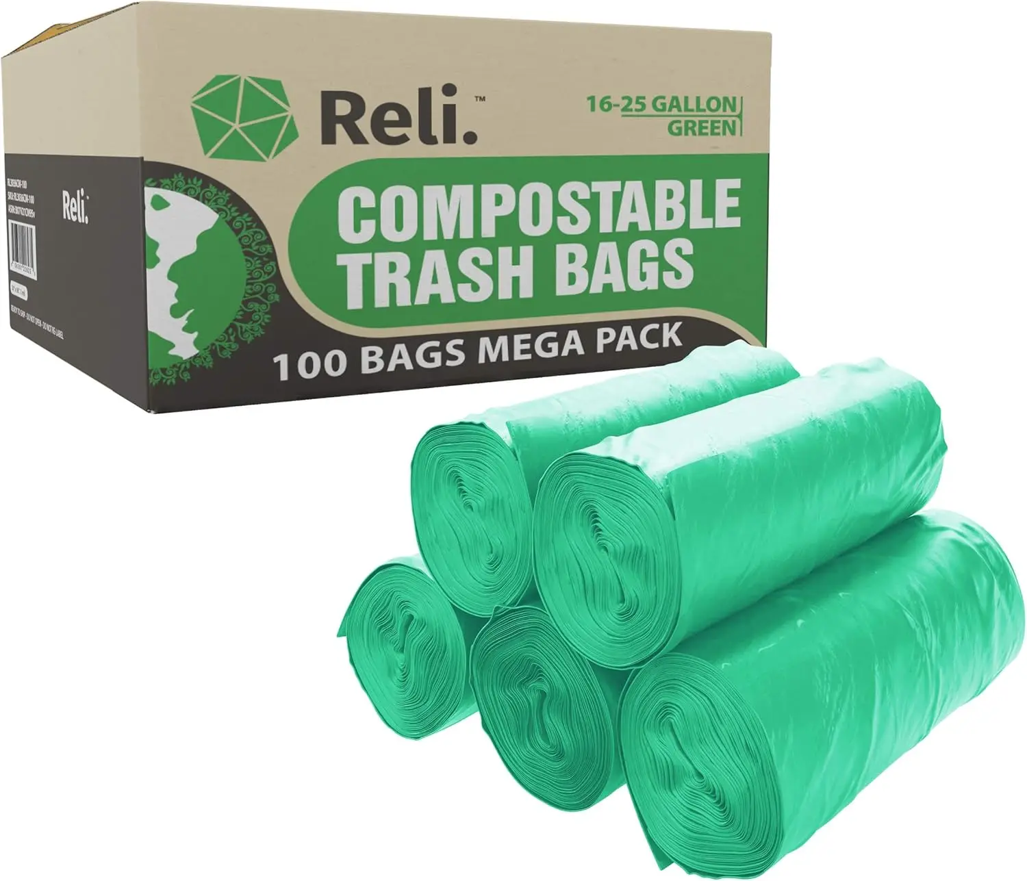 Compostable Trash Bags, 16-25 Gallon, 100 Count Bulk, ASTM D6400 Certified, Eco-Friendly
Compostable Trash Bags, 16-25 Gallon, 100 Count Bulk, ASTM D6400 Certified, Eco-Friendly