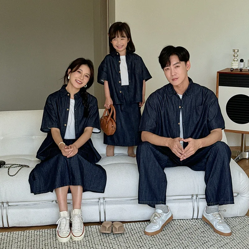 Family Denim Clothes 2024 Summer Fashion Dad Son Shirts Jeans Outfits Mom Daughter Skirts Two Piece Set Korean Women Clothing
Family Denim Clothes 2024 Summer Fashion Dad Son Shirts Jeans Outfits Mom Daughter Skirts Two Piece Set Korean Women Clothing