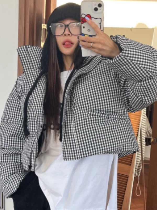 Winter New Sle Small Size Simple Zipper Plaid Cotton Jaet Women's Faion Design Loose Trendy Cotton Coat
Winter New Sle Small Size Simple Zipper Plaid Cotton Jaet Women's Faion Design Loose Trendy Cotton Coat