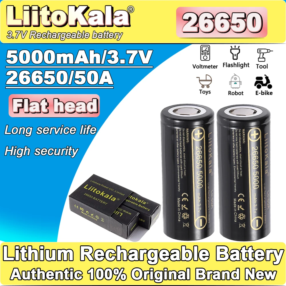 1-18pcs LiitoKala lii-50A 26650 5000mAh lithium battery 3.7V 26650-50A rechargeable battery, used for flashlight power bank
1-18pcs LiitoKala lii-50A 26650 5000mAh lithium battery 3.7V 26650-50A rechargeable battery, used for flashlight power bank