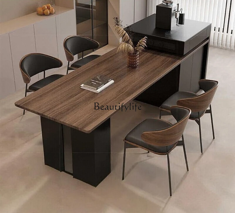 Island Dining Table Integrated Retractable Modern Minimalist Black Walnut Wood Grain Rock Plate
Island Dining Table Integrated Retractable Modern Minimalist Black Walnut Wood Grain Rock Plate