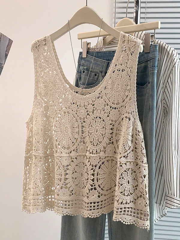 Summer New Hollow out Hook Flower Vest Top Layering Sleeveless Outerwear Large Size Women's Casual Cotton T-Shirt
Summer New Hollow out Hook Flower Vest Top Layering Sleeveless Outerwear Large Size Women's Casual Cotton T-Shirt